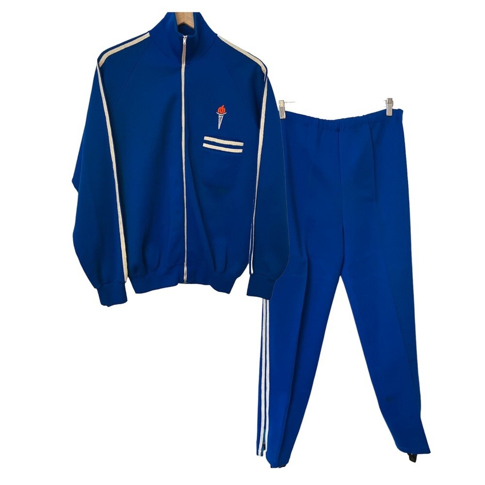 Vintage 70s Olympia Blue Acrylic Knit Track Suit Size XL | eBay Vintage 70s Olympia Blue Acrylic Knit Track Suit Size XL | eBay