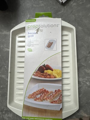 Progressive Prep Solutions Microwave Bacon Grill w Cover  White PS-66LID Large