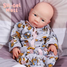 18.5" Newborn BOY Full Body Platinum Silicone Doll Reborn Baby ​​Open Eyes Dolls