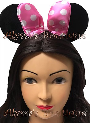Women Dark Pink Polka Dot Bow Mickey Mouse Headband for Cosplay Amazon.com: UNSPAZ Mouse Ears Headbands, Sequin Mouse Ears  main image 3
