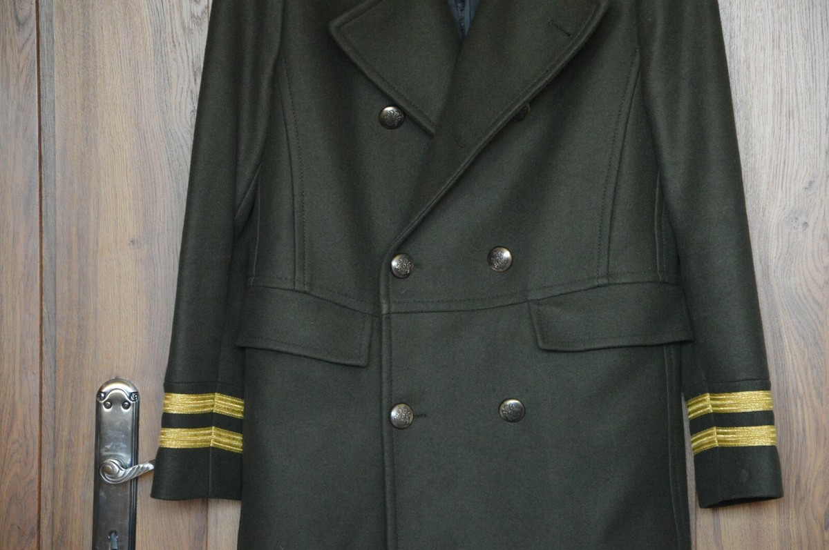 ZARA MEN AW18 KHAKI GREEN MILITARY TRIMMED COAT WITH FAUX ZARA MEN AW18 KHAKI GREEN MILITARY TRIMMED COAT WITH FAUX