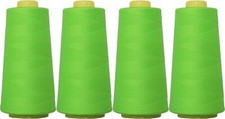 4 BIG CONES NEON GREEN SERGER SEWING THREAD 2750 YD TEX 27 40S/2-THREADART