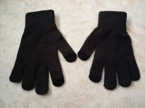 Frenchie Kinder Handschuhe 3 Paar: Weiß Schwarz Lila Rippbündchen Touchscreen Neu - Bild 5 von 5