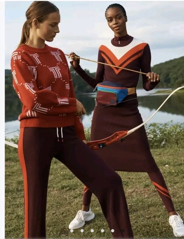 Abito chevron a costine Tory Burch Merino taglia M $378