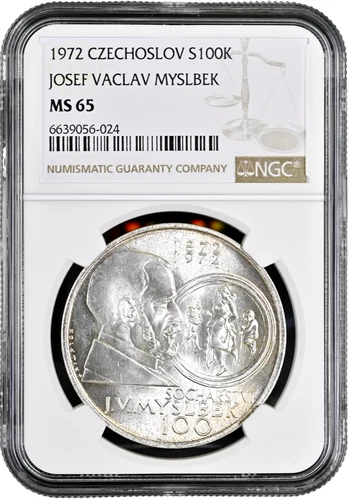 Czechoslovakia 100 korun 1972, NGC MS65 PATTERN, "Death of Josef Vaclav Myslbek"