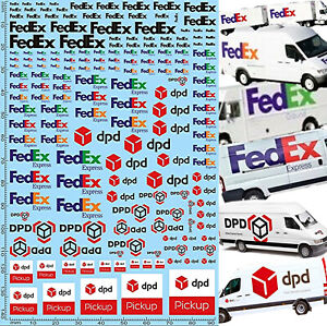 Transport Pickup Paketdienst Sponsoren Bogen LKW Trucks 1:43 Decal Abziehbilder