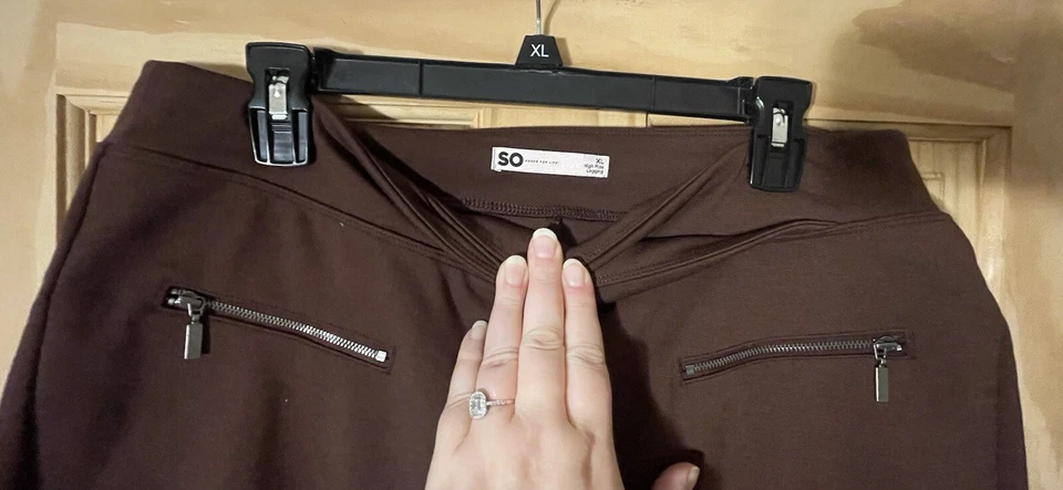SO Goods For Life Wmn’s Brown Stylish High Rise Legging W/  Zip Pockets Size XL  - Image 3 of 4