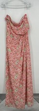 Zara Dress Womens Extra Small Pink Floral Print Strapless Maxi Draped Boho