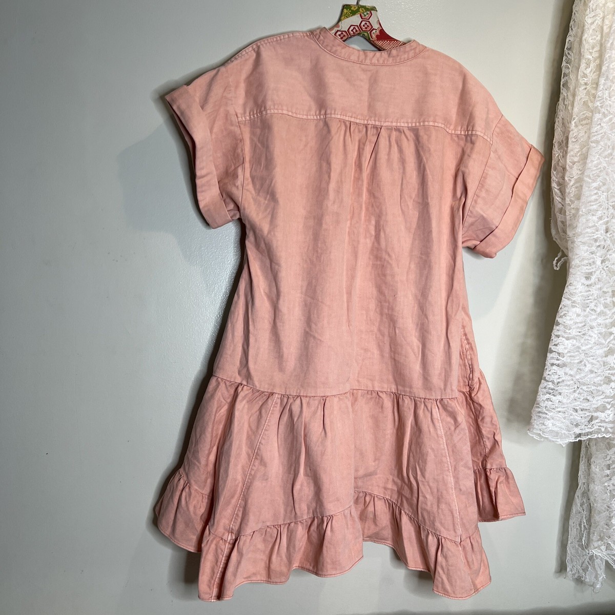 Free People Agnes Denim Ruffles Mini Dress M | eBay