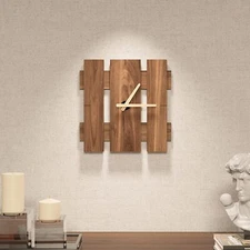 CONSDAN Wall Clock Battery Operated Wooden Wall Clock for Kitchen Bedroom Office
