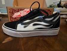 VANS Old Skool Flame Black White Skateboard Sneakers Shoes Size Mens 5 US NWT
