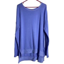 Fresh Produce Shirt Womens Blue Lounge Casual Lagenlook Layer Easy USA