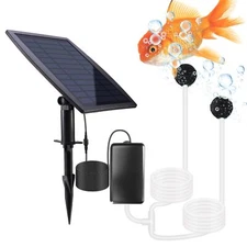Solar Air Pump Kit With Air Hoses And Bubble Stones 3 Working Modes Pond Aerator