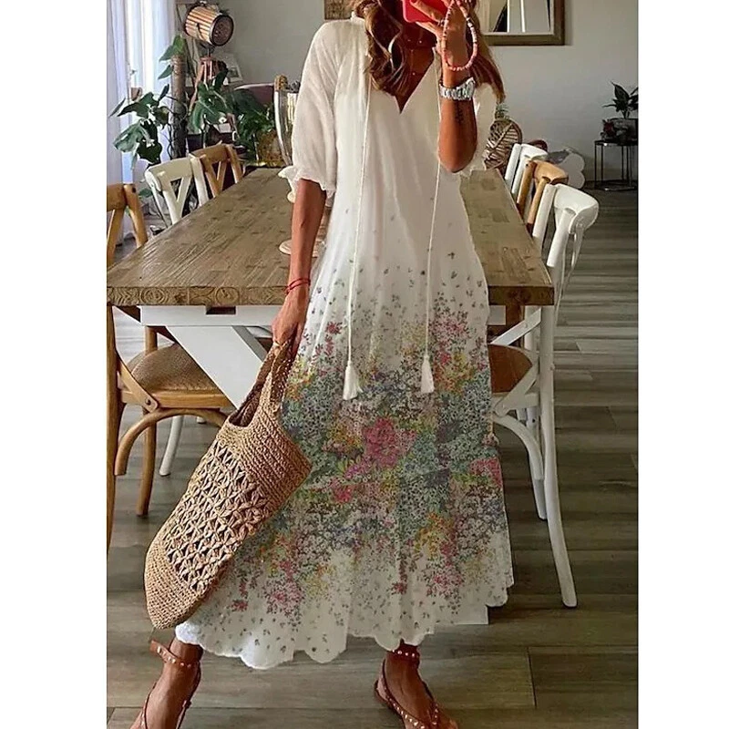 Short sleeve ankle length dress cheap