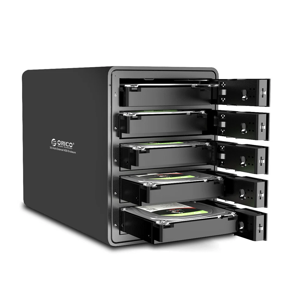 ORICO 5 Bay Raid SATA Hard Drive Enclosure USB 3.0 Docking Station Safety Lock - Image 2 of 4
