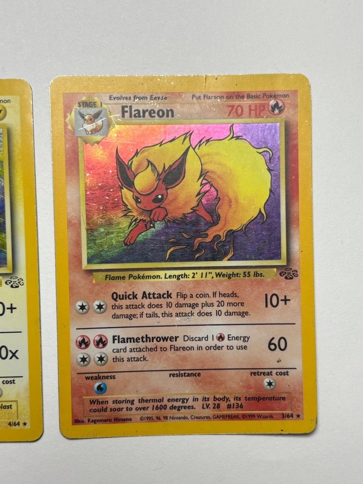 Pokemon TCG Vaporeon Flareon Jolteon Holo Card Jungle Base Set - Image 4 of 4