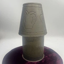 Punched Tin Lamp Apple and Heart Base Lamp Shade Country USA Primitive Vintage