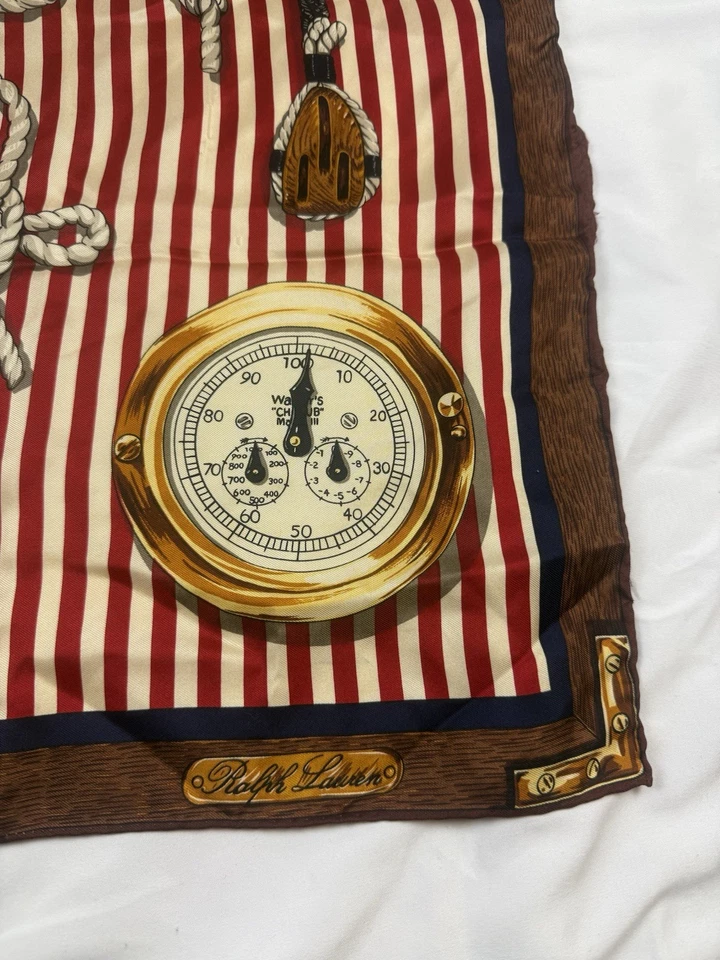 Ralph Lauren Yacht Club Bufanda Náutica Ancla Cuerda Nudos Rayas Rojas De Colección Foto 3 de 4