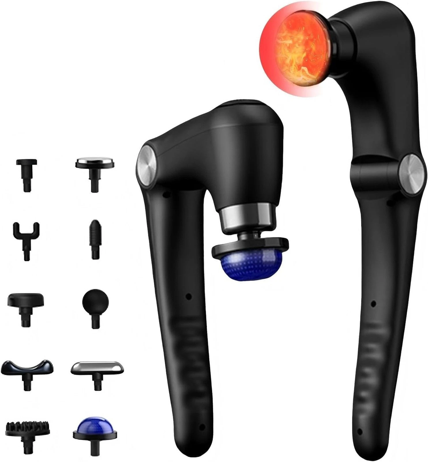 Massage Gun with 10 Replacement Heads, Massage Gun with Heat, Back Massager f...