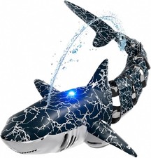 Remote Control Shark Toy RC Water Boat with LED Lights for Pool Kids Gift