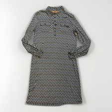 Tory Burch Silk 1/4Button-Up Long Sleeve Chevron Silk Dress Women’s Large