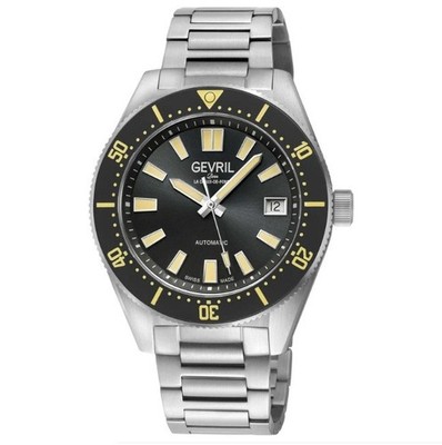Gevril Men's 42mm Mariner's Row Swiss Automatic SA100 Ceramic Bezel 200m Watch