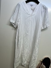 SPLENDID CLASSIC SOFT WHITE FABRIC COMFY TUNIC COACHELLA PARTY SUMMER CHIC DRESS