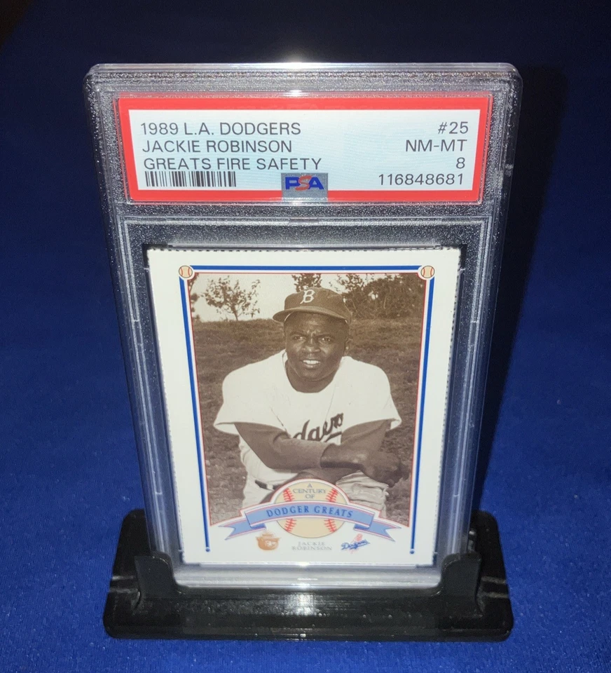 Cartão Dodgers HOF Jackie Robinson PSA 8 POP2 com 0^ Raro v 1948 Leaf Rookie RC 1989 - Imagem 4 de 4