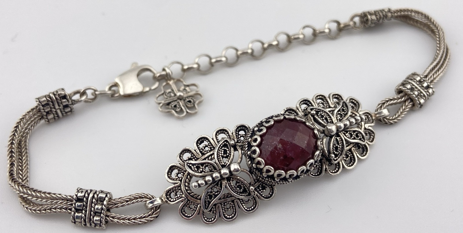 DGS TURKEY 925 STERLING SILVER RUBY BUTTERFLY 7-9… - image 1