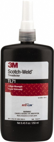 7100039230 3M Scotch-Weld Threadlocker: Red, Liquid, 250 mL, Bottle