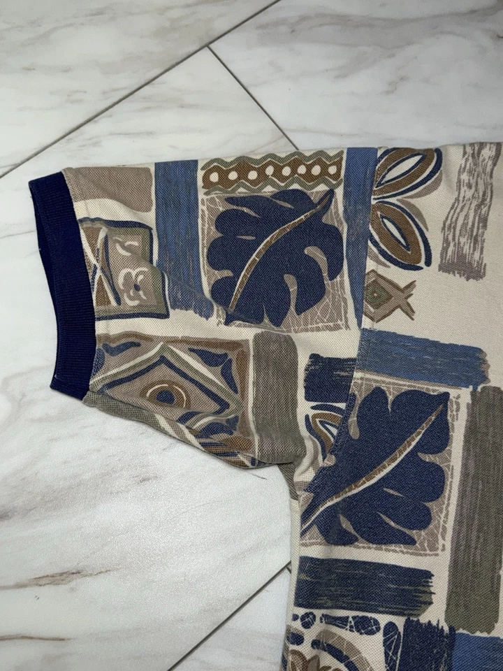 Vintage Bugle Boy Company Size Medium Polo Shirt Abstract Nature Aztec Pattern - Image 2 of 4
