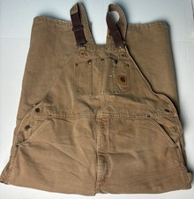Carhartt Men s 46x30 Overalls Bib Brown Insulated R27 BRN Workwear Outdoor Flaws