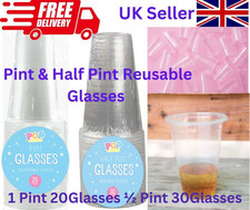 Reusable Plastic Pint / Half pint Glasses 50 pack - Party Cups BBQ Events Cheap
