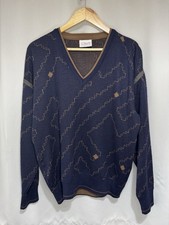 Pierre Sangan Men’s V-neck  Jumper Retro Style Made In Jersey Medium