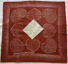VTG Bandana Brown Cotton Polka Dot Heart Beige Vintage Picture Handkerchief 21"