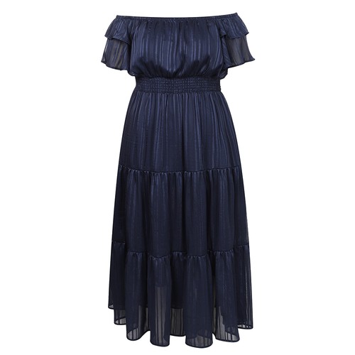 Curvy Women Off Shoulder Ruffle Maxi Dress Cocktail Evening Party Gown Plus Size - Picture 12 of 20