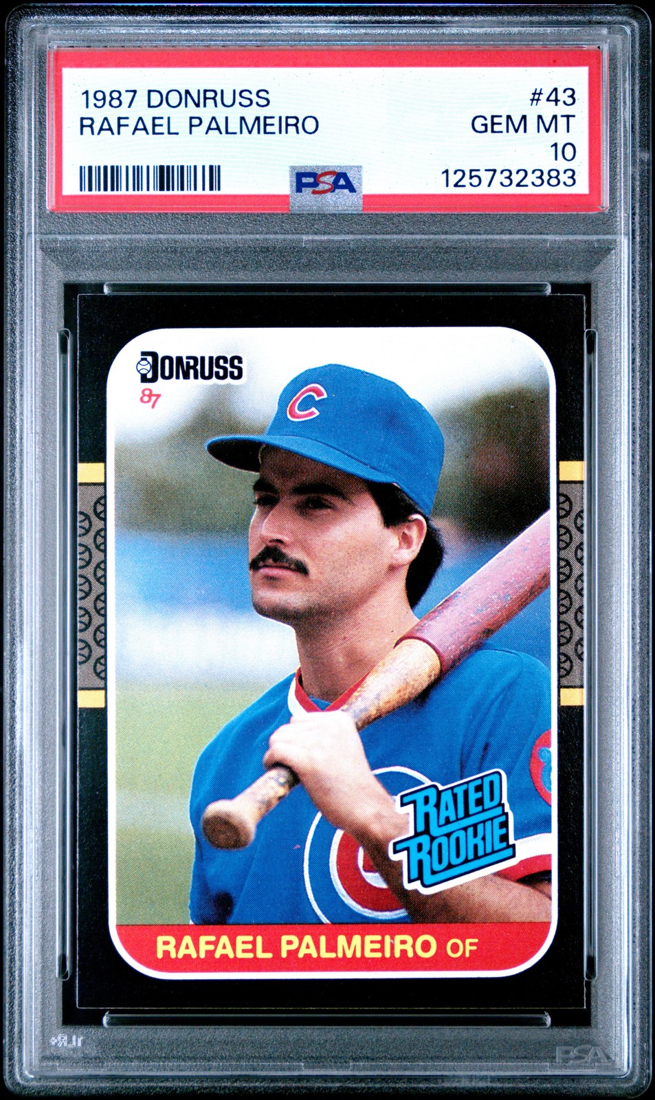 1987 DONRUSS #43 RAFAEL PALMEIRO ROOKIE RC PSA 10