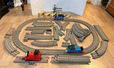 Thomas Friends Trackmaster Motorized Tan Train Tracks Lot 37 Pcs 3 Engines