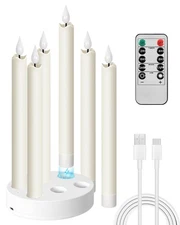 Rechargeable Taper Candles, 6 Pcs Rechargeable Flameless Candles with Remote,...
