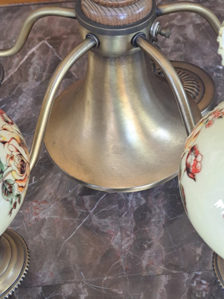 Pendent Vintage Rose Globes Glass 5 Arm Hanging Chandelier Center Light Fixture - Image 4 of 4