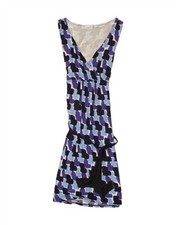 BODEN Womens Sleeveless Basic Dress UK 10 Small Blue Colourblock Lyocell CG08