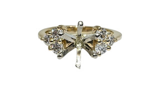 14K Yellow & White Gold Approx. 0.30Ct Round DIA Semi Mount Size 4.5 1.8dwt