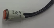 2935-1-11-37320 Amber 14 volt Indicator Light, wire leads, diamond lens