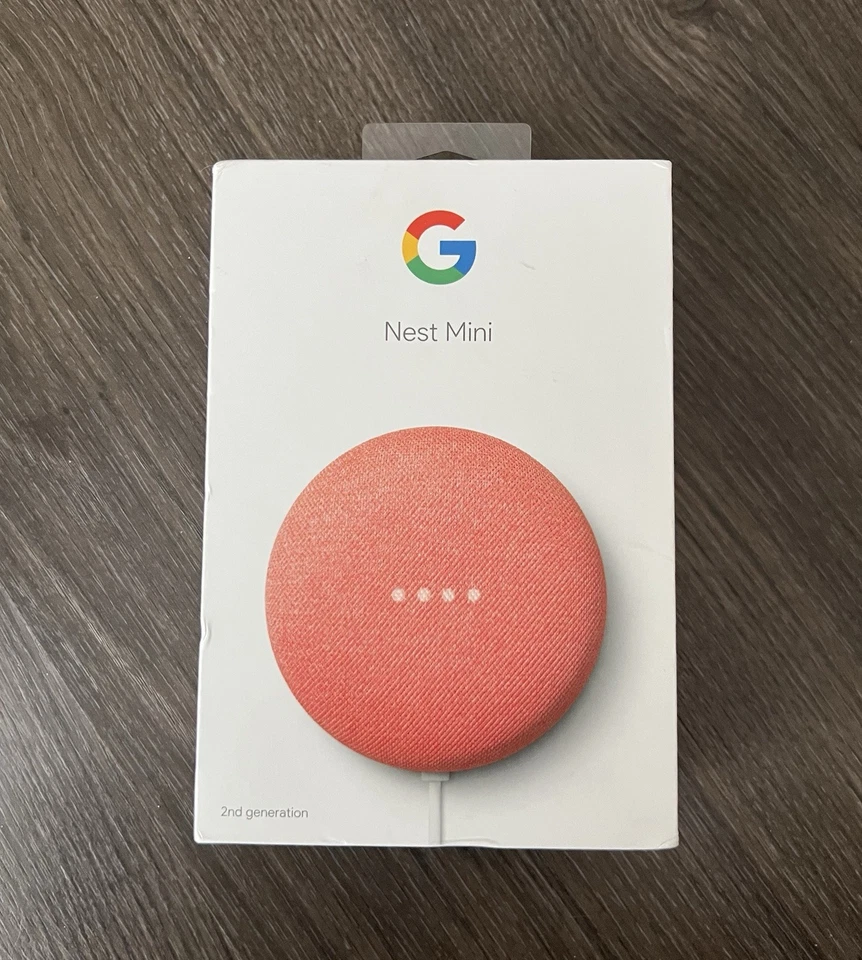 Google Nest Mini 2. Generation Smart Lautsprecher mit Google Assistant Farbe Koralle