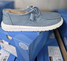 Hey Dude Wendy Stretch Canvas Light Blue Womens Size 7 NEW