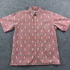Vintage Reyn Spooner Shirt Mens Large Red Paisley Hawaiian Aloha Pineapple 80s