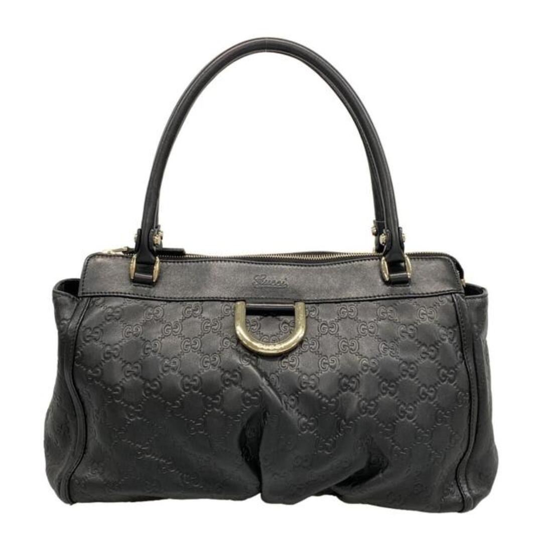 GUCCI Abbey Shimaline Handbag Black Leather Used Large 23x40cm