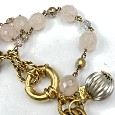 John Wind Maximal Art Charm Bracelet Pink Lucite Charms Gold  display picture 1