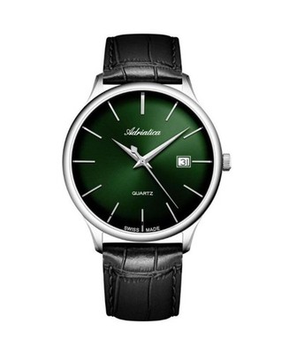 ADRIATICA Men Quartz Casual Watch Classic Dress Green Dial Waterproof Swiss