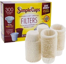 Disposable Paper Coffee Filters 300 Count - Compatible with Keurig, K-Cup Machin